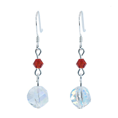 aurora borealis earrings red austrian crystal earrings