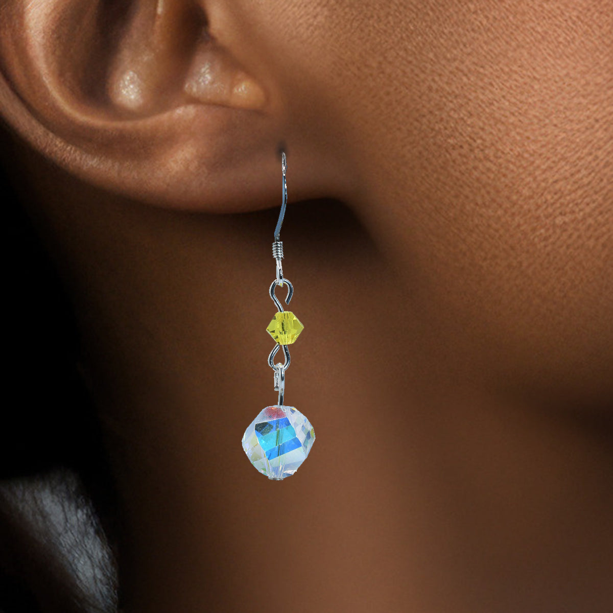 aurora borealis earrings yellow austrian crystal earrings for women