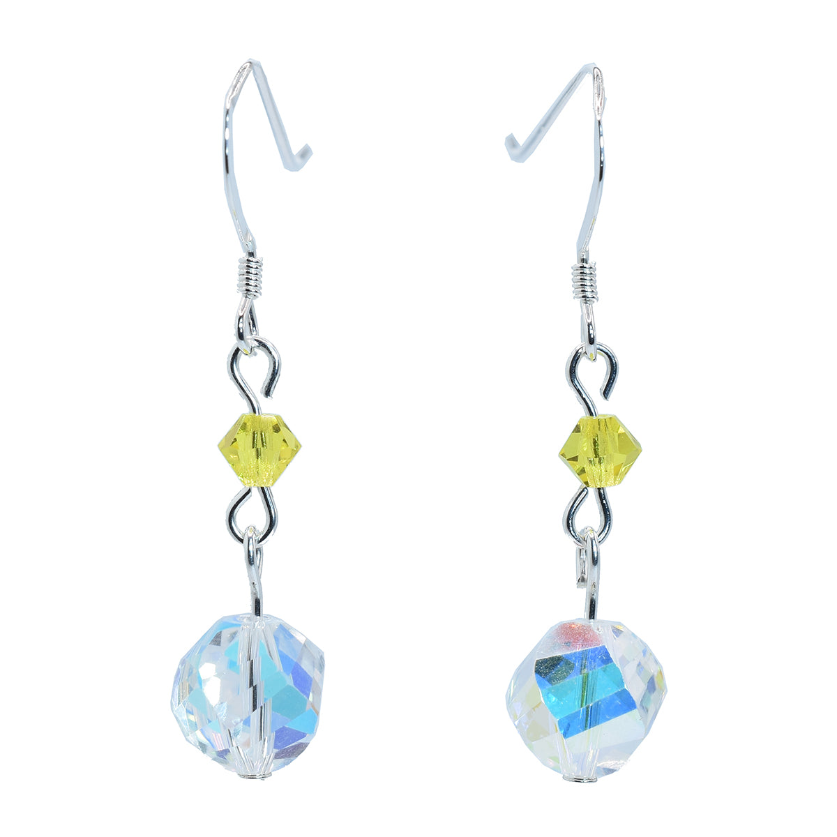 aurora borealis earrings yellow austrian crystal earrings