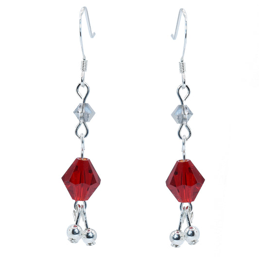 Red Austrian Crystal Earrings Sterling Silver Earrings