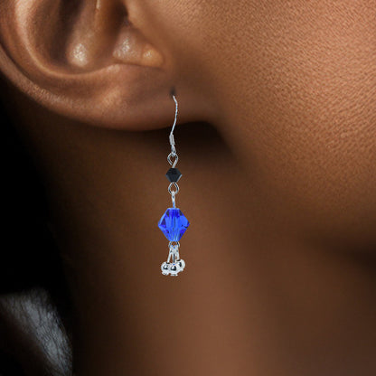 Austrian Crystal Earrings - Sterling Silver Earrings - Blue - Black - for Black women