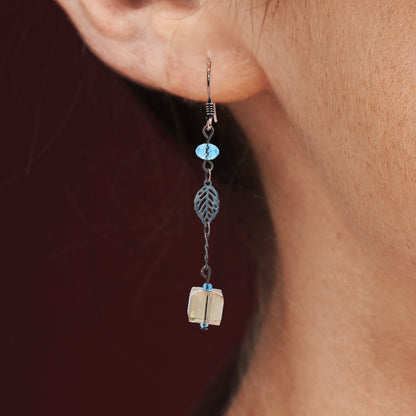 Austrian crystal earrings baby blue topaz for women