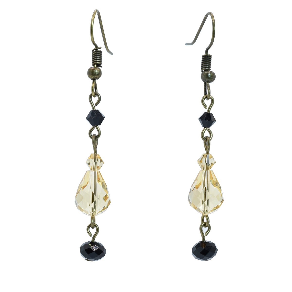 Austrian Crystal Earrings - champagne amber - Black