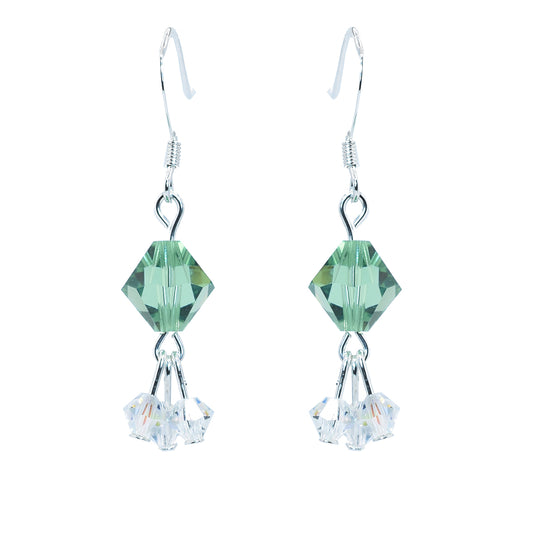 Swarovski crystal earrings - green dangle earrings Sterling Silver