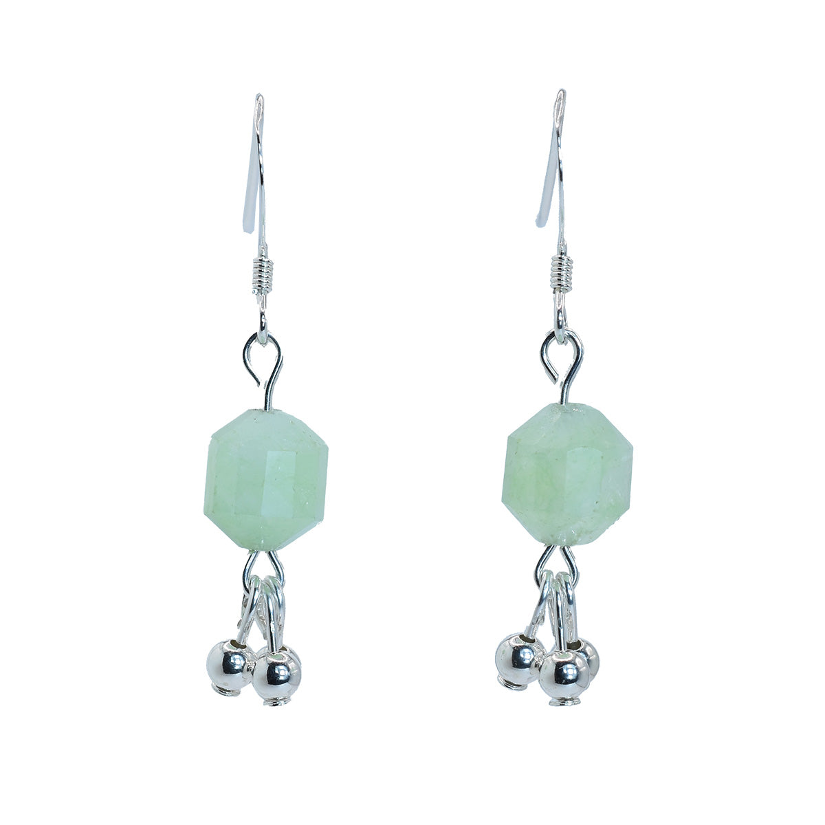 gemstone dangle earrings quartz green sterling silver 