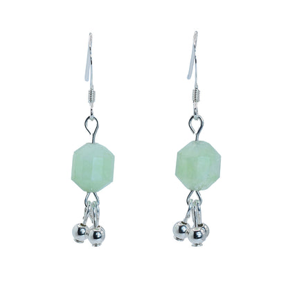 gemstone dangle earrings quartz green sterling silver 