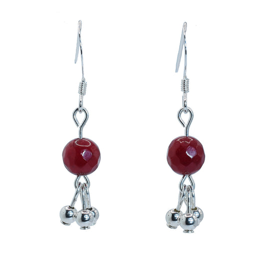 Red Jade Earrings sterling silver