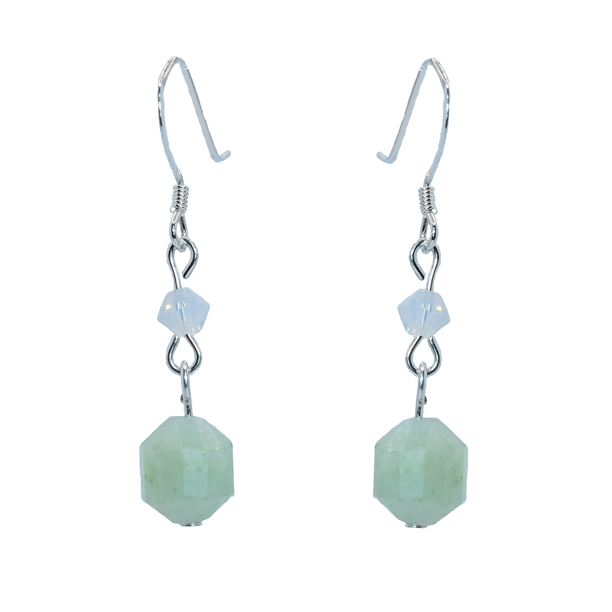 gemstone drop earrings quartz sterling silver  Austrian Crystals