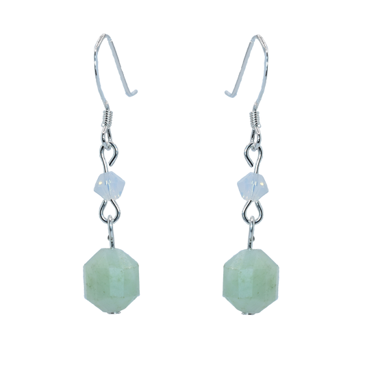 gemstone drop earrings quartz sterling silver  Austrian Crystals