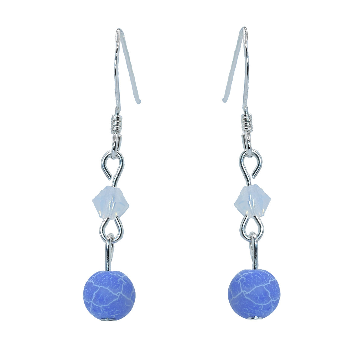 Drop earrings - sterling silver - blue gemstone - Austrian Crystal