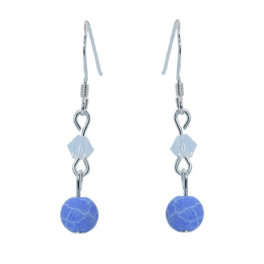 Drop earrings - sterling silver - blue gemstone - Austrian Crystal