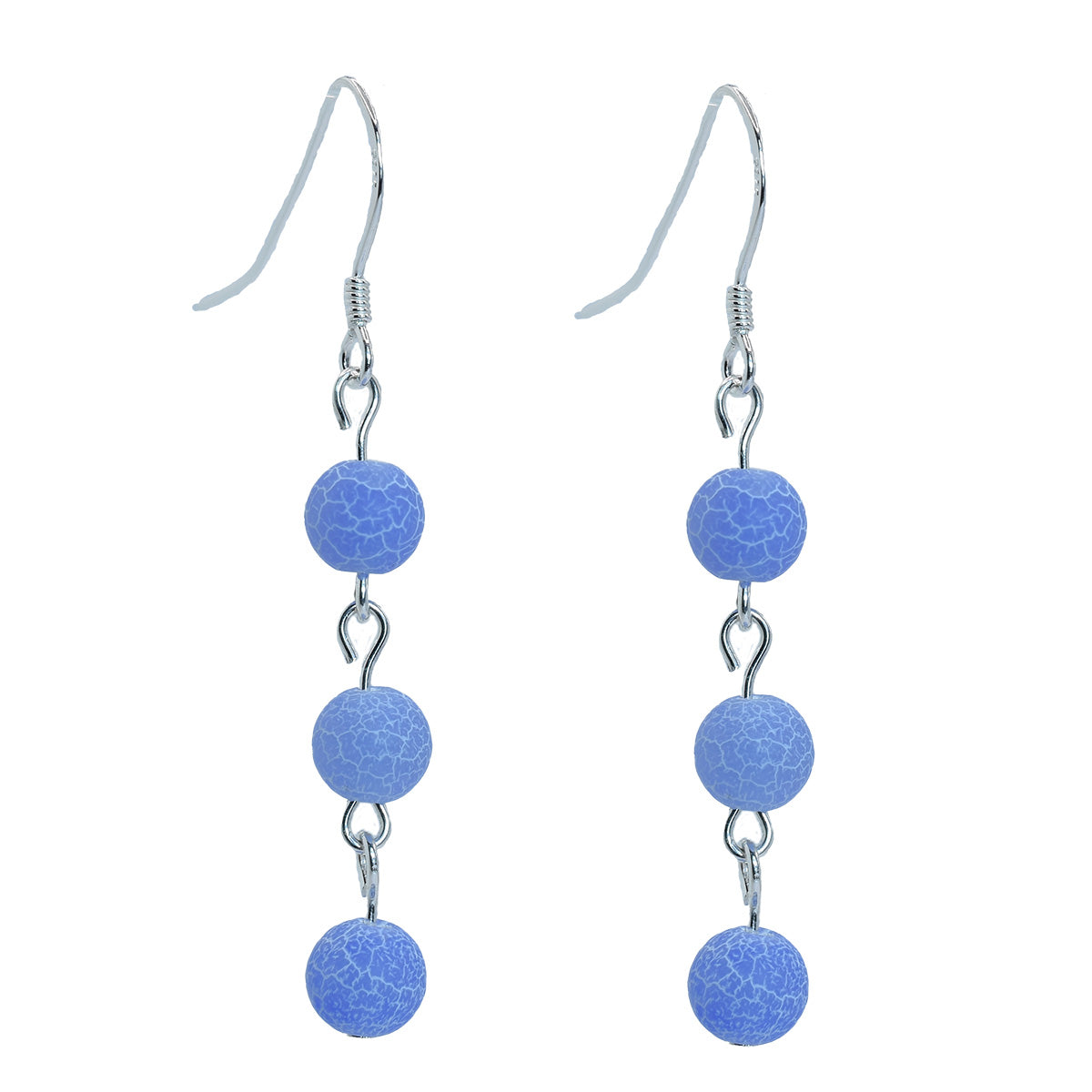 Long dangle earrings - sterling silver - blue gemstone