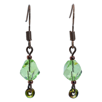 Green Swarovski Crystal Earrings for women antique copper