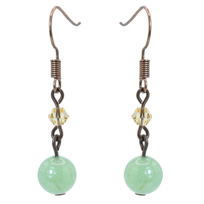 Green Jasper Austrian Crystal Earrings