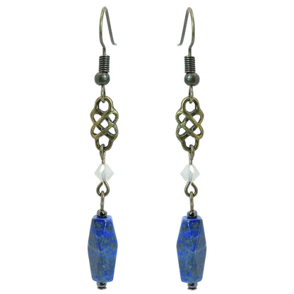 Lapis Lazuli Celtic Austrian Crystal Earrings