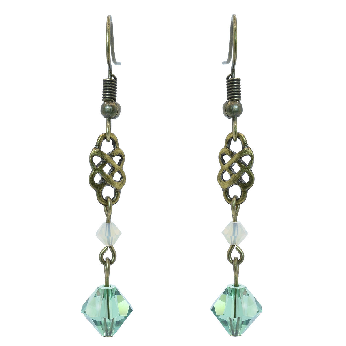 Celtic Green Swarovski Crystal Earrings