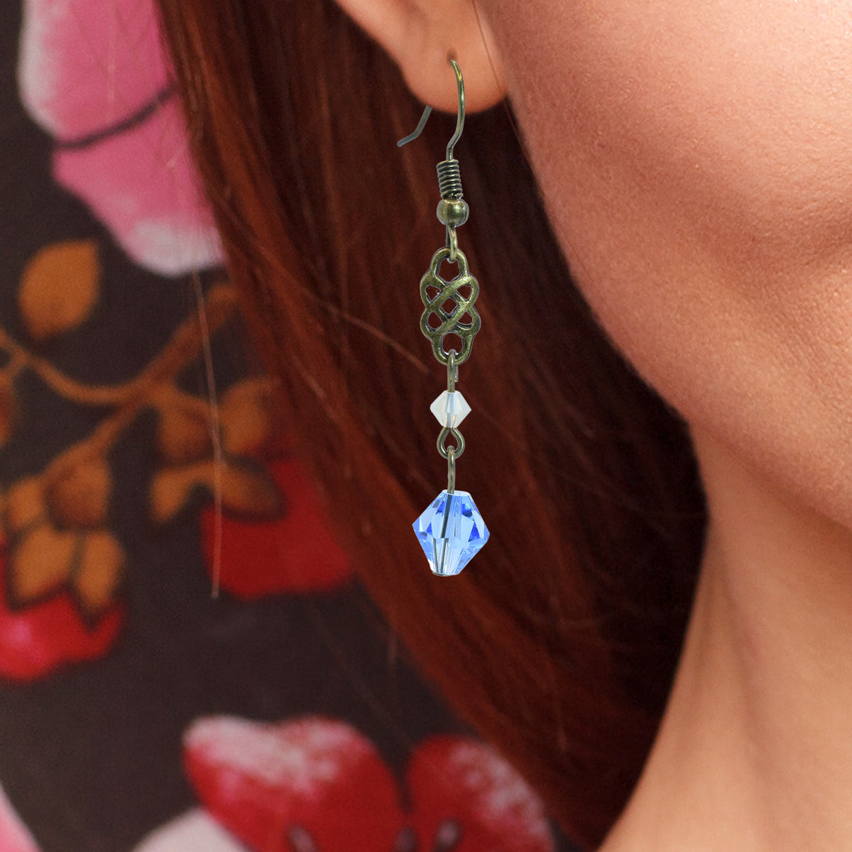 Celtic Light Blue Swarovski Crystal Earrings