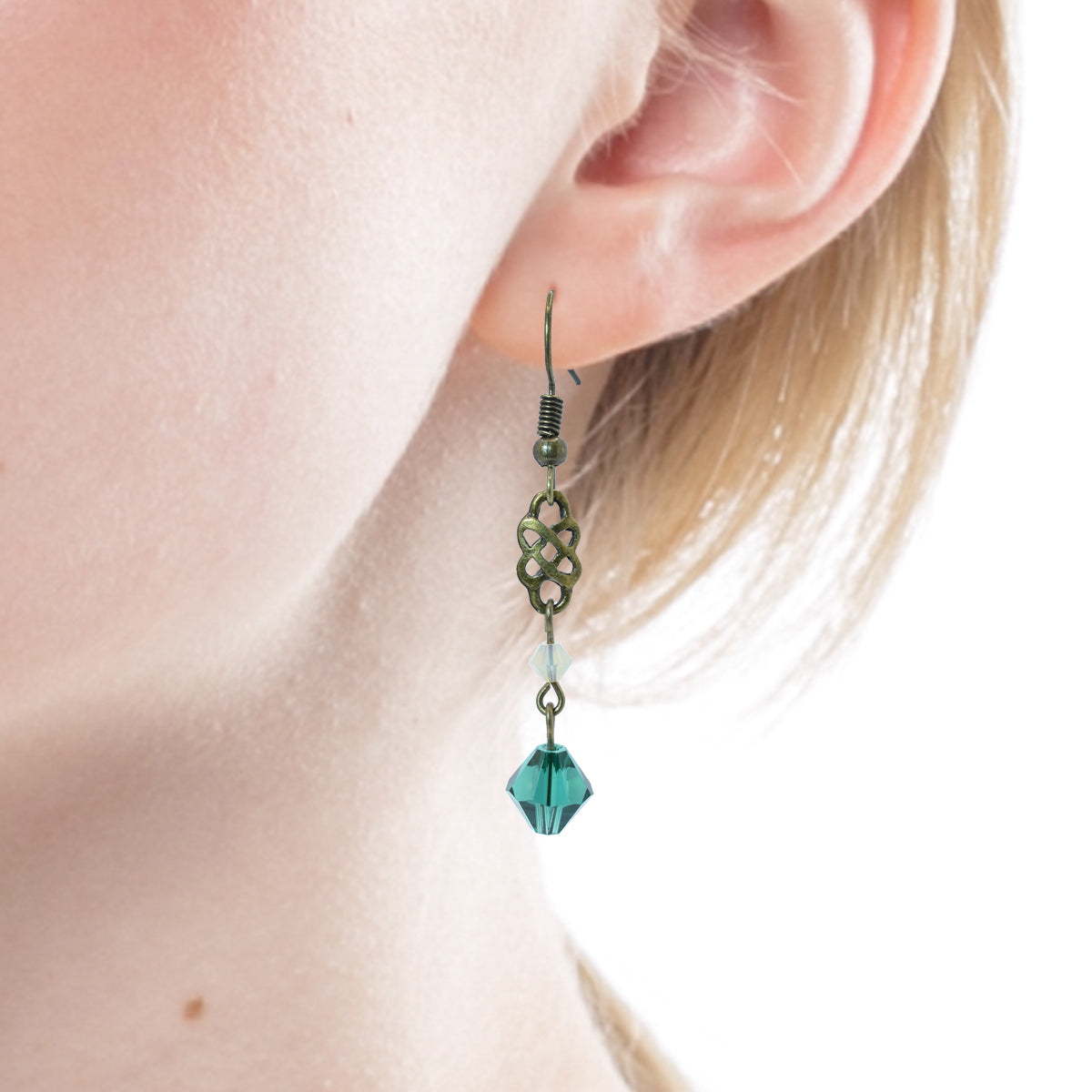 Celtic Green Swarovski Crystal Earrings