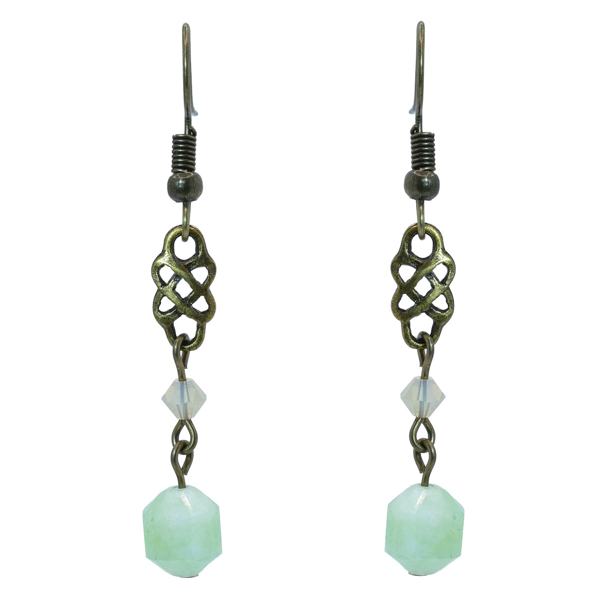 Celtic Green Quartz Dangle Earrings