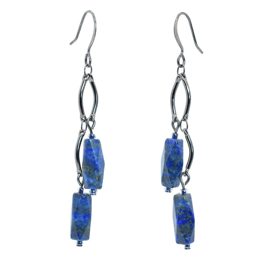 lapis lazuli earrings - gunmetal