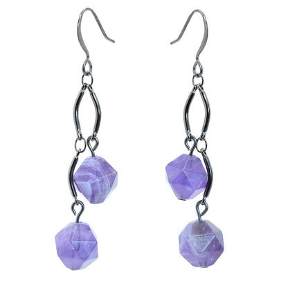 amethyst earrings dangle for women - gunmetal