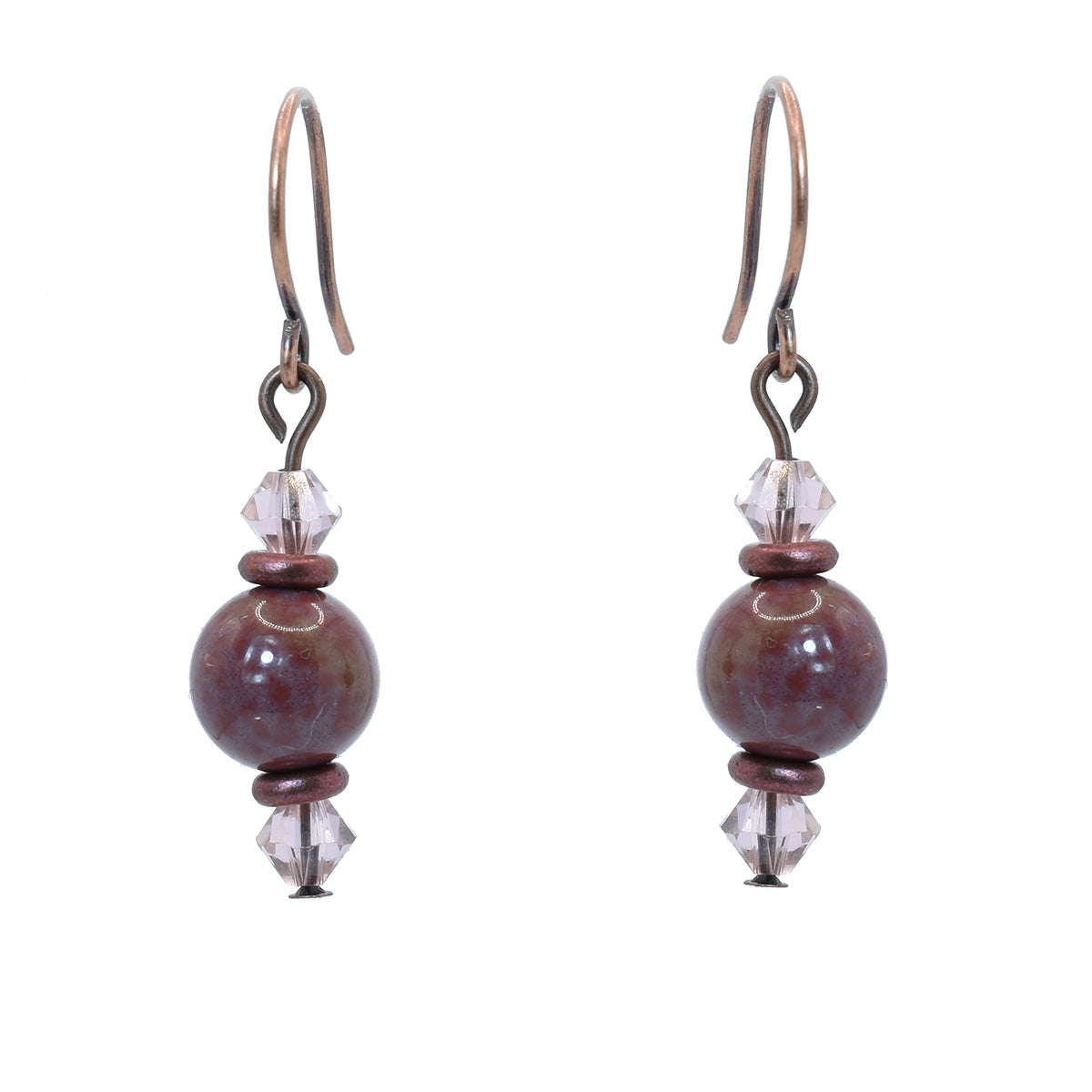 Swarovski crystal earrings - Ocean Jasper - antique copper