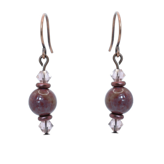 Swarovski crystal earrings - Ocean Jasper - antique copper