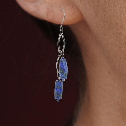 lapis lazuli earrings - gunmetal - Black Hair