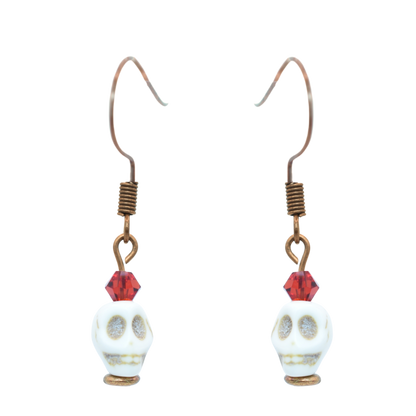 Skull Birthstone Crystal Bead Earrings - Personalized