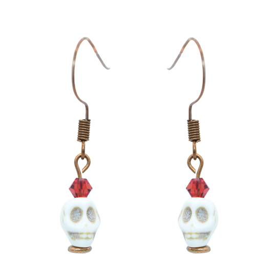 Skull Birthstone Crystal Bead Earrings - Personalized