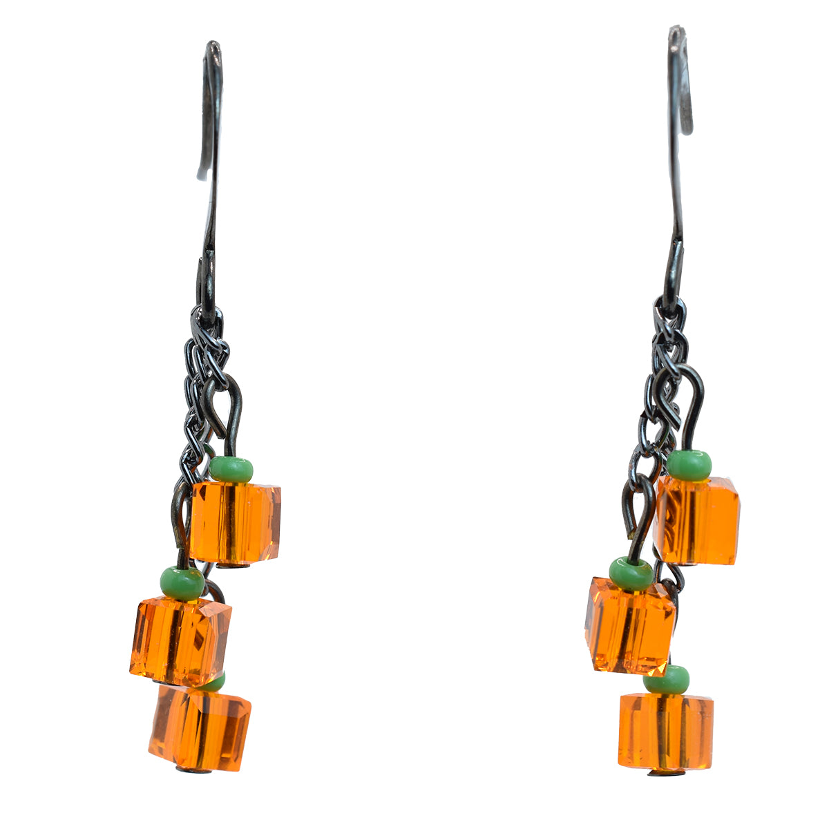 Pumpkin Crystal Gun Metal Earrings 2