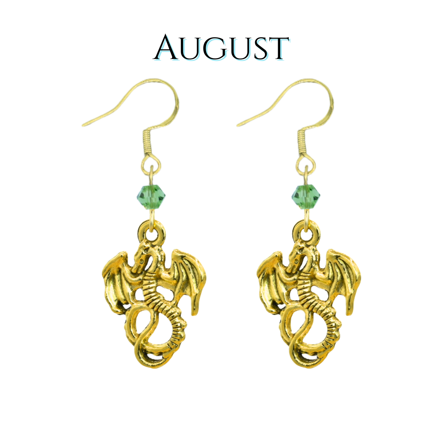 Dragon Birthstone Crystal Bead Earrings