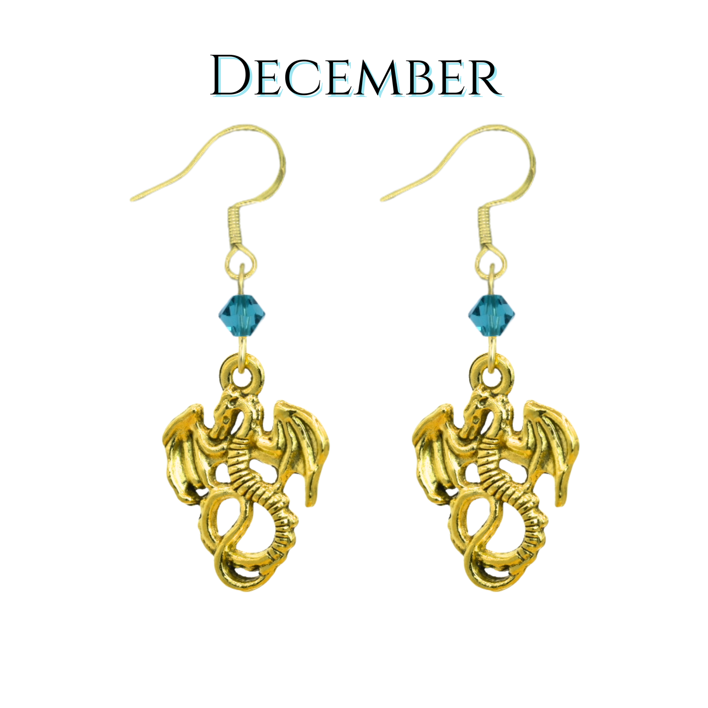 Dragon Birthstone Crystal Bead Earrings