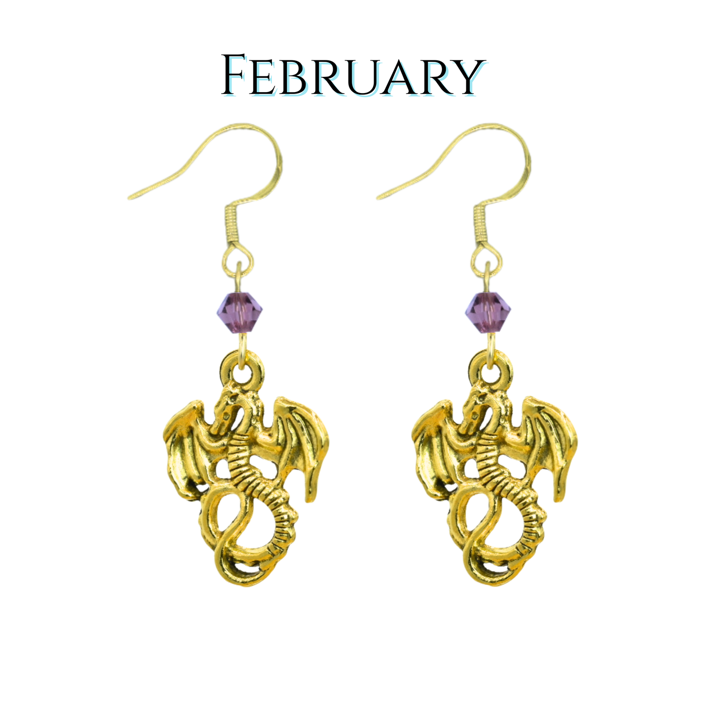 Dragon Birthstone Crystal Bead Earrings