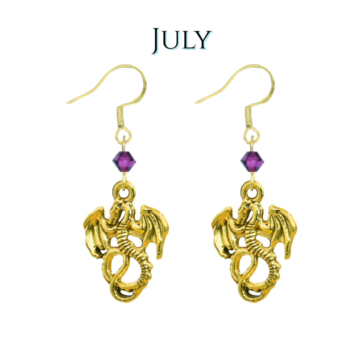 Dragon Birthstone Crystal Bead Earrings