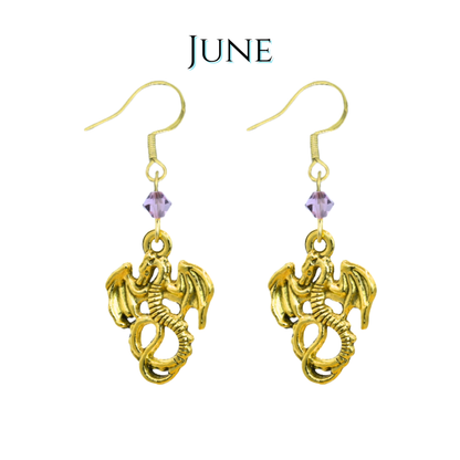 Dragon Birthstone Crystal Bead Earrings