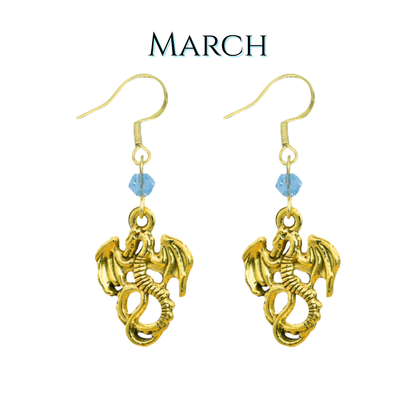 Dragon Birthstone Crystal Bead Earrings