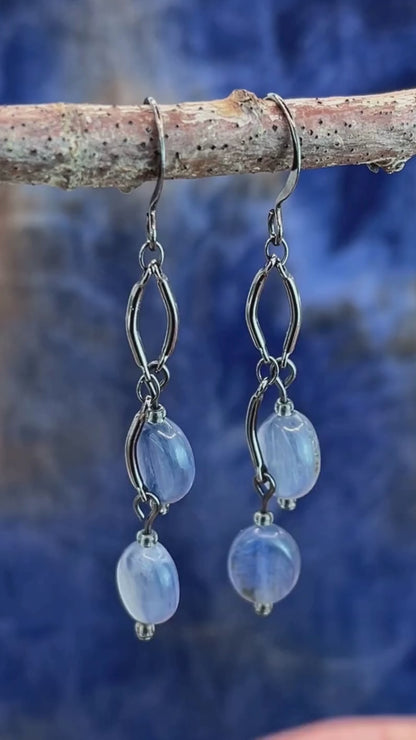 Gunmetal Kyanite Ocean Blue Dangles
