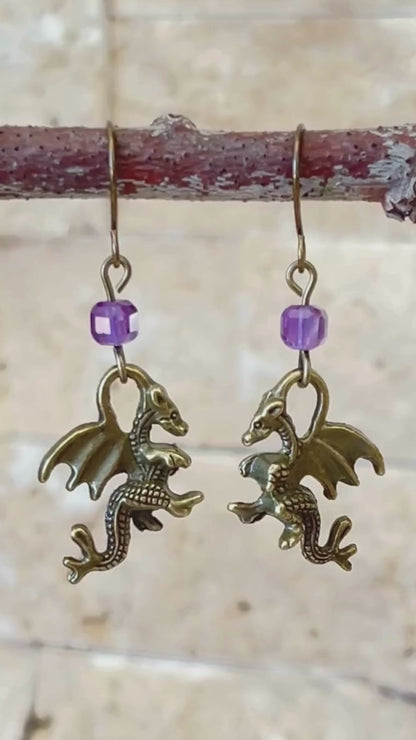 Amethyst Dragon Earrings