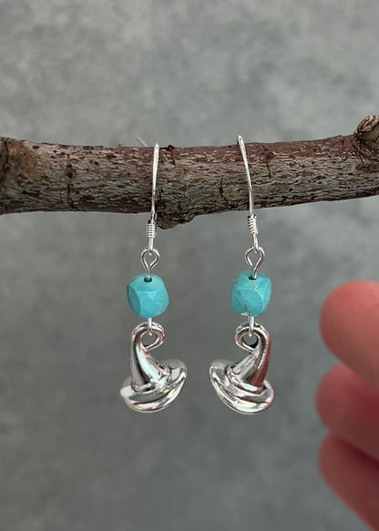 Turquoise Wizard Hat Silver Earrings