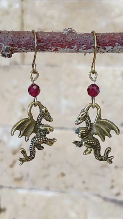 Garnet Dragon Earrings